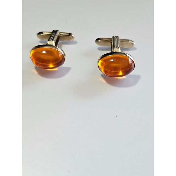 Hickok vintage gold tone and orange cufflinks - Picture 9 of 9